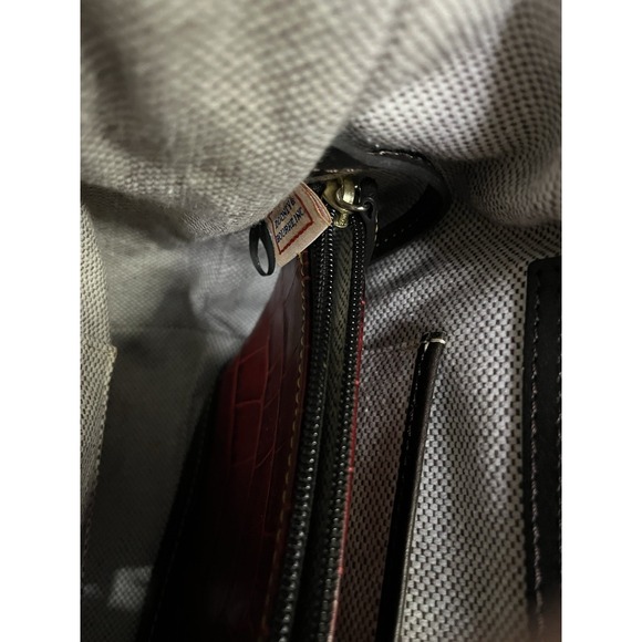 Dooney & Bourke Croco-Embossed Leather Hobo‎ Shoulder Bag Burgundy & Black - Picture 11 of 11